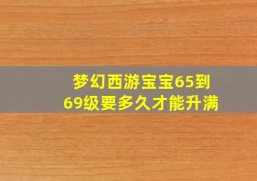 梦幻西游宝宝65到69级要多久才能升满