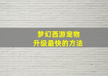 梦幻西游宠物升级最快的方法