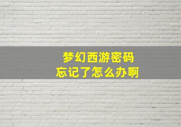 梦幻西游密码忘记了怎么办啊