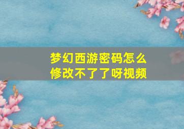 梦幻西游密码怎么修改不了了呀视频