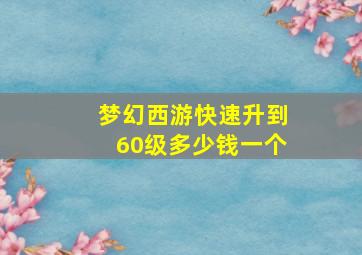 梦幻西游快速升到60级多少钱一个