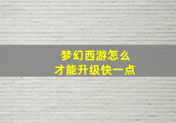 梦幻西游怎么才能升级快一点