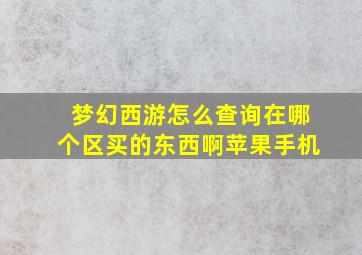 梦幻西游怎么查询在哪个区买的东西啊苹果手机