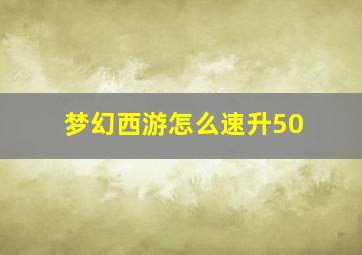 梦幻西游怎么速升50