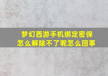 梦幻西游手机绑定密保怎么解除不了呢怎么回事