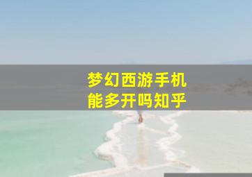 梦幻西游手机能多开吗知乎