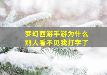 梦幻西游手游为什么别人看不见我打字了