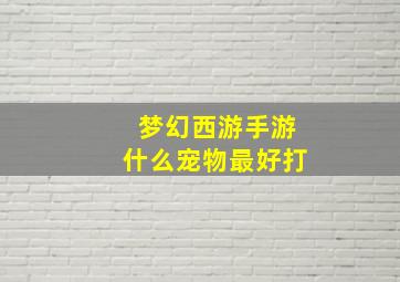 梦幻西游手游什么宠物最好打