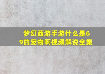 梦幻西游手游什么是69的宠物啊视频解说全集