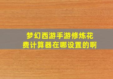 梦幻西游手游修炼花费计算器在哪设置的啊