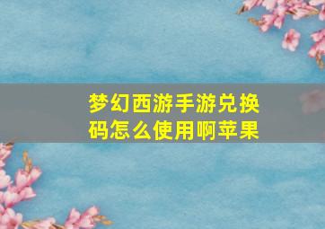 梦幻西游手游兑换码怎么使用啊苹果