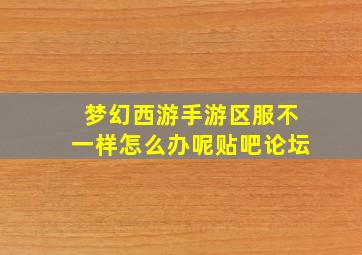 梦幻西游手游区服不一样怎么办呢贴吧论坛