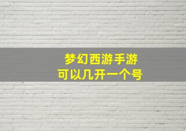 梦幻西游手游可以几开一个号