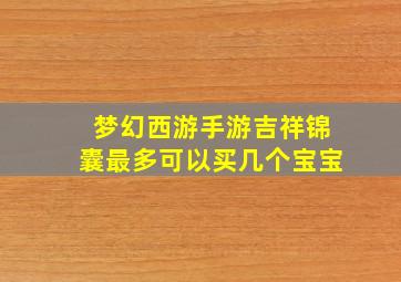 梦幻西游手游吉祥锦囊最多可以买几个宝宝