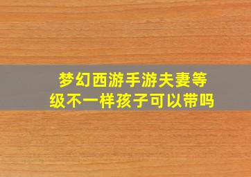 梦幻西游手游夫妻等级不一样孩子可以带吗