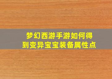 梦幻西游手游如何得到变异宝宝装备属性点