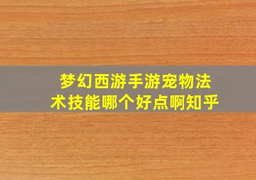 梦幻西游手游宠物法术技能哪个好点啊知乎