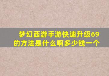 梦幻西游手游快速升级69的方法是什么啊多少钱一个