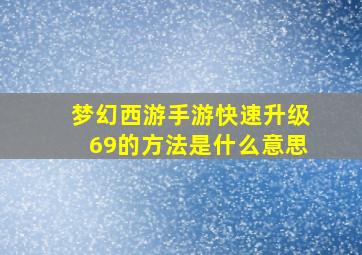 梦幻西游手游快速升级69的方法是什么意思