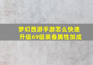 梦幻西游手游怎么快速升级69级装备属性加成