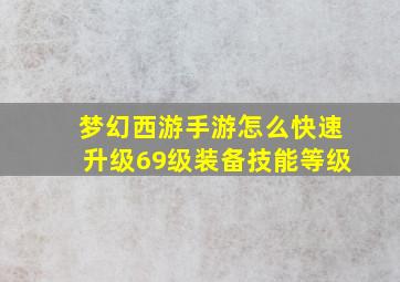 梦幻西游手游怎么快速升级69级装备技能等级