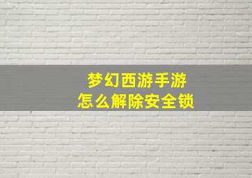 梦幻西游手游怎么解除安全锁