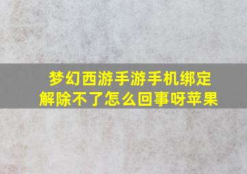 梦幻西游手游手机绑定解除不了怎么回事呀苹果