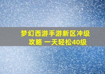 梦幻西游手游新区冲级攻略 一天轻松40级