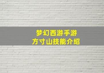 梦幻西游手游方寸山技能介绍