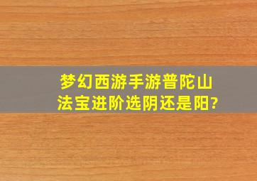 梦幻西游手游普陀山法宝进阶选阴还是阳?