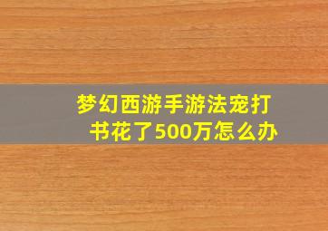 梦幻西游手游法宠打书花了500万怎么办