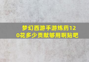 梦幻西游手游炼药120花多少贡献够用啊贴吧