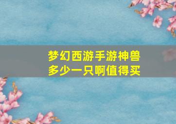 梦幻西游手游神兽多少一只啊值得买