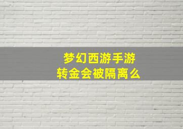 梦幻西游手游转金会被隔离么