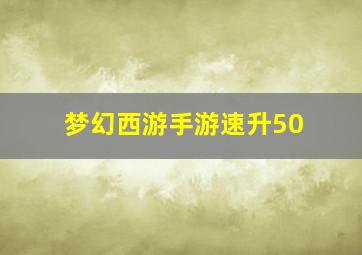 梦幻西游手游速升50