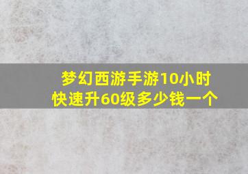 梦幻西游手游10小时快速升60级多少钱一个