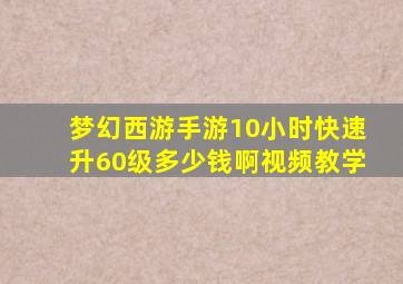 梦幻西游手游10小时快速升60级多少钱啊视频教学