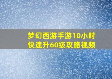 梦幻西游手游10小时快速升60级攻略视频