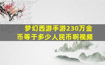 梦幻西游手游230万金币等于多少人民币啊视频