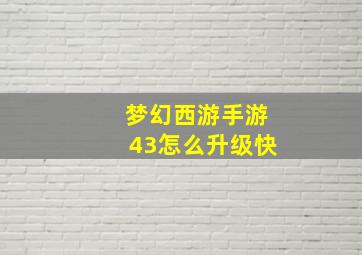 梦幻西游手游43怎么升级快