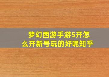 梦幻西游手游5开怎么开新号玩的好呢知乎