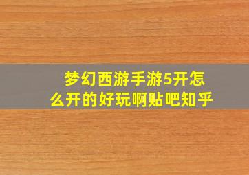 梦幻西游手游5开怎么开的好玩啊贴吧知乎