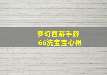 梦幻西游手游66洗宝宝心得