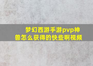 梦幻西游手游pvp神兽怎么获得的快些啊视频