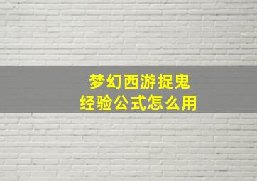 梦幻西游捉鬼经验公式怎么用