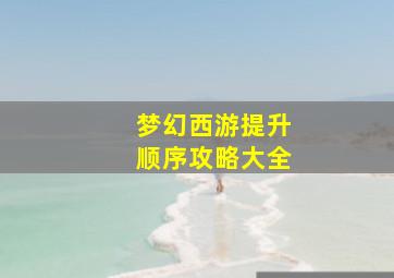 梦幻西游提升顺序攻略大全