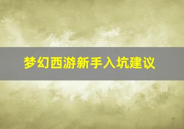 梦幻西游新手入坑建议