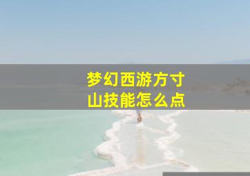 梦幻西游方寸山技能怎么点