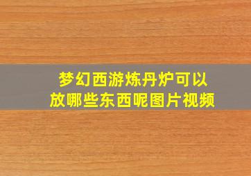 梦幻西游炼丹炉可以放哪些东西呢图片视频