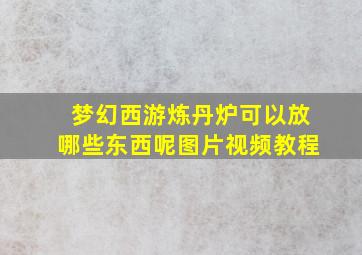 梦幻西游炼丹炉可以放哪些东西呢图片视频教程